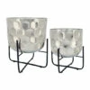 Cheap 🥰 Sagebrook Home Set Of 2 Metal 12, 15" 🔨 Hammered Planter, Silver 15"H - 12.0" X 12.0" X 15.0" 😉 -Sagebrook Home Online Shop unnamed file 2901