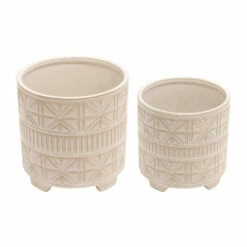 Buy 🤩 Sagebrook Home Set Of 2 Ceramic 8, 10" Abstract Footed Planter, White 8.5"H - 10.0" X 10.0" X 8.5" 👏 -Sagebrook Home Online Shop unnamed file 291