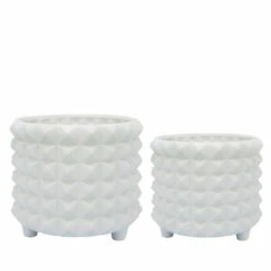 Outlet ❤️ Sagebrook Home Por, Set Of 2 10, 12" Spikey Footed Planter, White 10.0"H - 12.0" X 12.0" X 10.0" ❤️