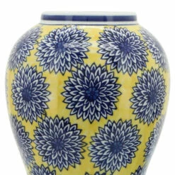 Brand new 🌟 Sagebrook Home 14" Temple Jar Withdalhia Flower,yellow, Blue 14"H - 8.0" X 8.0" X 14.0" 😍 -Sagebrook Home Online Shop unnamed file 2929
