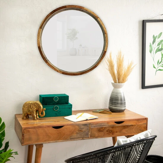 Coupon ๐ Sagebrook Home 24" Round Mirror, Brown 24"H - 24.0" X 2.25" X 24.0" โค๏ธ 3 Coupon ๐ Sagebrook Home 24" Round Mirror, Brown 24"H - 24.0" X 2.25" X 24.0" โค๏ธ