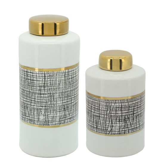 Buy 😍 Sagebrook Home 9" Jar With Lid, Gold 9.5"H - 6.0" X 6.0" X 9.5" 💯 6 Buy 😍 Sagebrook Home 9" Jar With Lid, Gold 9.5"H - 6.0" X 6.0" X 9.5" 💯 - Image 4