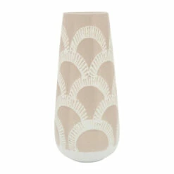 Promo 💯 Sagebrook Home Ceramic 15"h Aztec Vase, Beige 15.0"H 👏