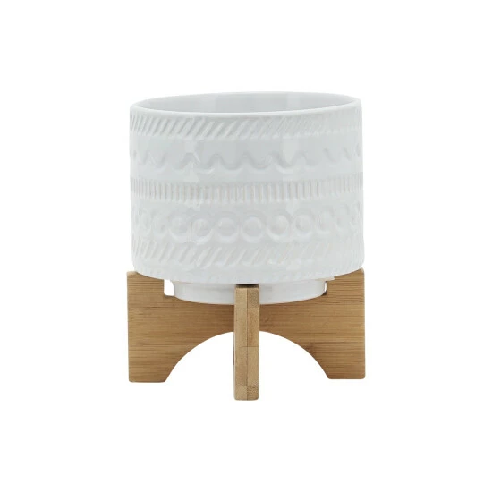 Buy โค๏ธ Sagebrook Home 5" Tribal Planter With Wood Stand, White 5.0"H - 6.0" X 6.0" X 5.0" ๐ 4 Buy โค๏ธ Sagebrook Home 5" Tribal Planter With Wood Stand, White 5.0"H - 6.0" X 6.0" X 5.0" ๐ - Image 2