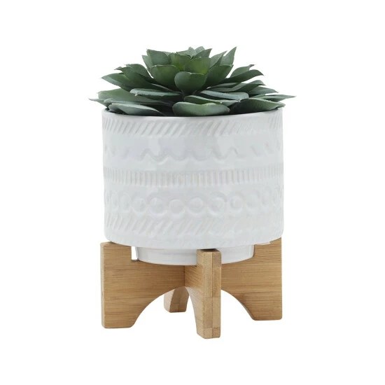 Buy โค๏ธ Sagebrook Home 5" Tribal Planter With Wood Stand, White 5.0"H - 6.0" X 6.0" X 5.0" ๐ 5 Buy โค๏ธ Sagebrook Home 5" Tribal Planter With Wood Stand, White 5.0"H - 6.0" X 6.0" X 5.0" ๐ - Image 3