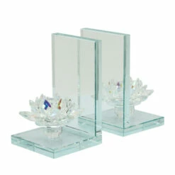 Wholesale 🌟 Sagebrook Home Set Of 2 Crystal Lotus Bookends, Rainbow 6.5"H - 4.0" X 4.0" X 6.5" ✔️