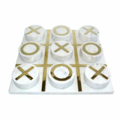 Best Sale 🧨 Sagebrook Home Marble 12X12 Tic-Tac-Toe, White/Gold - 12Wx12Lx3H 😍
