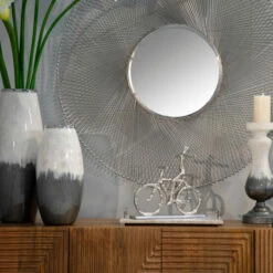 Wholesale ๐งจ Sagebrook Home Metal 18" Round Tray With Handles, Silver 1.5"H - 17.5" X 15.5" X 1.5" ๐ฅ