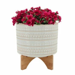 Flash Sale 👍 Sagebrook Home 10" Tribal Planter With Wood Stand, Beige 8"H - 11.0" X 11.0" X 8.0" 🔔 -Sagebrook Home Online Shop unnamed file 3088