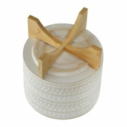 Flash Sale 👍 Sagebrook Home 10" Tribal Planter With Wood Stand, Beige 8"H - 11.0" X 11.0" X 8.0" 🔔 -Sagebrook Home Online Shop unnamed file 3090