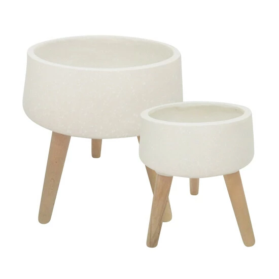 Promo 𧨠Sagebrook Home Set Of 2 11, 15" Terrazzo Planter With Wood Legs, White 8"H - 15.0" X 15.0" X 8.0" β¨ 3 Promo 𧨠Sagebrook Home Set Of 2 11, 15" Terrazzo Planter With Wood Legs, White 8"H - 15.0" X 15.0" X 8.0" β¨