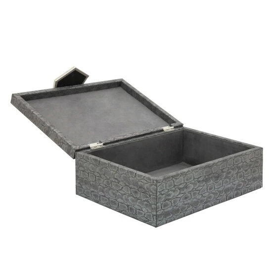 Best Sale 🎁 Sagebrook Home Wood 14" Faux Leather Box, Gray 5.0"H - 14.0" X 10.0" X 5.0" ⌛ 6 Best Sale 🎁 Sagebrook Home Wood 14" Faux Leather Box, Gray 5.0"H - 14.0" X 10.0" X 5.0" ⌛ - Image 4