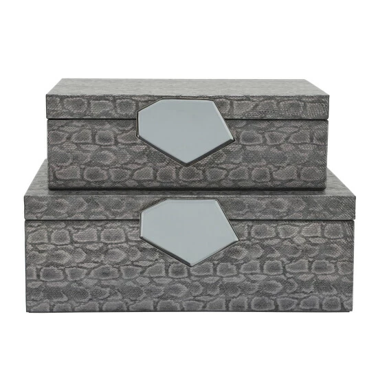 Best Sale 🎁 Sagebrook Home Wood 14" Faux Leather Box, Gray 5.0"H - 14.0" X 10.0" X 5.0" ⌛ 7 Best Sale 🎁 Sagebrook Home Wood 14" Faux Leather Box, Gray 5.0"H - 14.0" X 10.0" X 5.0" ⌛ - Image 5