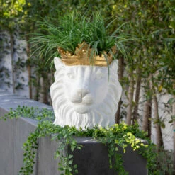 Discount 😀 Sagebrook Home Resin 16" Lion Withcrown, White 15.5"H - 15.5" X 13.0" X 15.5" 🛒