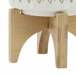 Discount 👍 Sagebrook Home Ceramic 5" Aztec Planter On Wooden Stand, Olive 6.0"H - 5.0" X 5.0" X 6.0" 😍 -Sagebrook Home Online Shop unnamed file 3161