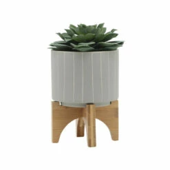Budget 🧨 Sagebrook Home 5" Stripes Planter With Stand, Tan 7.0"H - 5.0" X 5.0" X 7.0" 🎁 -Sagebrook Home Online Shop unnamed file 3166