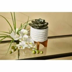 Wholesale ๐ Sagebrook Home Ceramic 5" Planter On Stand, White Stripe 7.0"H - 6.0" X 6.0" X 7.0" ๐ฏ