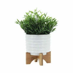 Wholesale 🎉 Sagebrook Home Ceramic 5" Planter On Stand, White Stripe 7.0"H - 6.0" X 6.0" X 7.0" 💯 -Sagebrook Home Online Shop unnamed file 3174