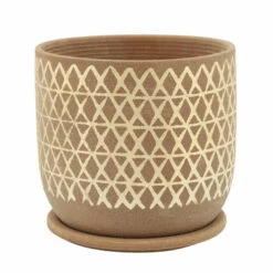 Best Sale 👍 Sagebrook Home 8" Cross Planter With Saucer, Tan 7"H - 8.0" X 8.0" X 7.0" 👏