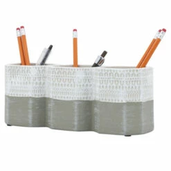 Best Sale 😀 Sagebrook Home Ceramic 4"h 3-cup Aztec Pen Holder, White, Gray 4.0"H - 10.0" X 3.0" X 4.0" 🛒 -Sagebrook Home Online Shop unnamed file 3217