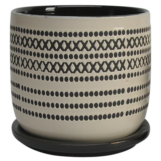 Promo ๐ Sagebrook Home Ceramic Set Of 2 5, 6" Planter With Saucer, Black 5.75"H - 6.0" X 6.0" X 5.75" ๐ 4 Promo ๐ Sagebrook Home Ceramic Set Of 2 5, 6" Planter With Saucer, Black 5.75"H - 6.0" X 6.0" X 5.75" ๐ - Image 2