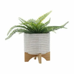 Best Sale 💯 Sagebrook Home Ceramic 8" Planter On Stand, Ivory 9.0"H - 8.5" X 8.5" X 9.0" 🎉 -Sagebrook Home Online Shop unnamed file 3232