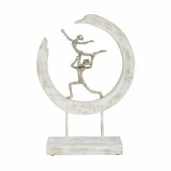 Brand new 🌟 Sagebrook Home Aluminum / Mango Wood Dancingcouple In Ring, White ⌛