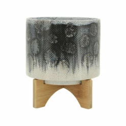 New 🎁 Sagebrook Home Ceramic 8" Fake Snakeskin Planter With Stand, Blue 7.0"H - 8.0" X 8.0" X 7.0" 🥰