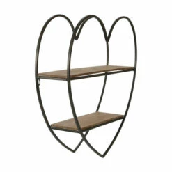 Cheapest ⌛ Sagebrook Home Metal, Wood 2 Tier Heart Wall Shelf, Natural, Black 20"H - 20.0" X 5.0" X 20.0" ✨ -Sagebrook Home Online Shop unnamed file 3319