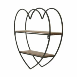 Cheapest ⌛ Sagebrook Home Metal, Wood 2 Tier Heart Wall Shelf, Natural, Black 20"H - 20.0" X 5.0" X 20.0" ✨ -Sagebrook Home Online Shop unnamed file 3320