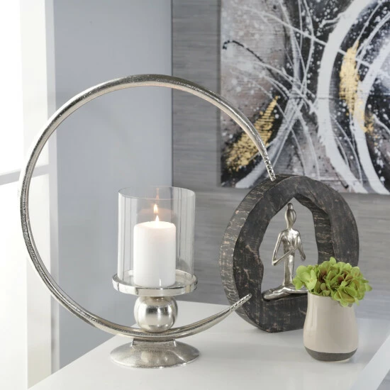 Brand new 𧨠Sagebrook Home Aluminum 19" Ring Candle Holder Withglass, Silver 19.0"H - 16.0" X 6.0" X 19.0" π 8 Brand new 𧨠Sagebrook Home Aluminum 19" Ring Candle Holder Withglass, Silver 19.0"H - 16.0" X 6.0" X 19.0" π - Image 6
