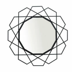 Promo 😉 Sagebrook Home Metal 35" Geometric Mirror, Black Wb 35"H - 36.0" X 2.0" X 35.0" 🥰