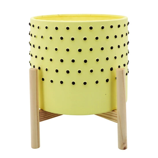 Best Pirce π Sagebrook Home 10" Dotted Planter With Wood Stand, Yellow 12"H - 10.0" X 10.0" X 12.0" π 3 Best Pirce π Sagebrook Home 10" Dotted Planter With Wood Stand, Yellow 12"H - 10.0" X 10.0" X 12.0" π