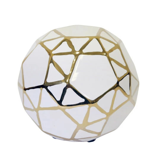 Buy π₯° Sagebrook Home Ceramic Orb 6" White, Gold 5.25"H - 6.0" X 6.0" X 5.25" π 4 Buy π₯° Sagebrook Home Ceramic Orb 6" White, Gold 5.25"H - 6.0" X 6.0" X 5.25" π - Image 2