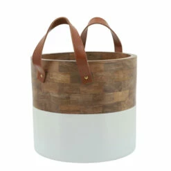 Promo โค๏ธ Sagebrook Home Wood, 14x12 Bucket Withleather Handles, Brown, Wht 10"H - 11.0" X 11.0" X 10.0" ๐ 11 Promo โค๏ธ Sagebrook Home Wood, 14x12 Bucket Withleather Handles, Brown, Wht 10"H - 11.0" X 11.0" X 10.0" ๐ -Sagebrook Home Online Shop unnamed file 3403