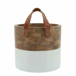 Promo โค๏ธ Sagebrook Home Wood, 14x12 Bucket Withleather Handles, Brown, Wht 10"H - 11.0" X 11.0" X 10.0" ๐ 12 Promo โค๏ธ Sagebrook Home Wood, 14x12 Bucket Withleather Handles, Brown, Wht 10"H - 11.0" X 11.0" X 10.0" ๐ -Sagebrook Home Online Shop unnamed file 3404