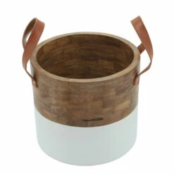 Promo โค๏ธ Sagebrook Home Wood, 14x12 Bucket Withleather Handles, Brown, Wht 10"H - 11.0" X 11.0" X 10.0" ๐ 13 Promo โค๏ธ Sagebrook Home Wood, 14x12 Bucket Withleather Handles, Brown, Wht 10"H - 11.0" X 11.0" X 10.0" ๐ -Sagebrook Home Online Shop unnamed file 3405
