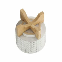 Best Pirce 🥰 Sagebrook Home Ceramic 5" Dotted Planter Withwood Stand, Ivory 5.0"H - 6.0" X 6.0" X 5.0" 👏 -Sagebrook Home Online Shop unnamed file 3413