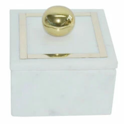 New ❤️ Sagebrook Home Marble, 5x5 Box - Knob, White 3.0"H - 5.0" X 5.0" X 3.0" 🤩