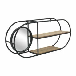 Wholesale 😉 Sagebrook Home Metal, Wood, 23"l Oval Wall Shelf With Mirror, Black, 10.0"H - 2.0" X 5.0" X 10.0" 👏