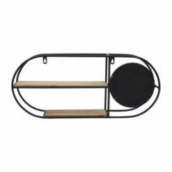 Wholesale 😉 Sagebrook Home Metal, Wood, 23"l Oval Wall Shelf With Mirror, Black, 10.0"H - 2.0" X 5.0" X 10.0" 👏 -Sagebrook Home Online Shop unnamed file 3493