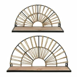 Hot Sale 😀 Sagebrook Home Metal, Wood, Set Of 2 11, 8" Arch Wall Shelves, Black, Bro 11.0"H - 20.0" X 6.0" X 11.0" 😉