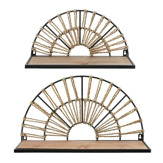 Hot Sale ๐ Sagebrook Home Metal, Wood, Set Of 2 11, 8" Arch Wall Shelves, Black, Bro 11.0"H - 20.0" X 6.0" X 11.0" ๐ 3 Hot Sale ๐ Sagebrook Home Metal, Wood, Set Of 2 11, 8" Arch Wall Shelves, Black, Bro 11.0"H - 20.0" X 6.0" X 11.0" ๐