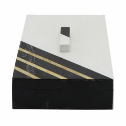 Cheap 🥰 Sagebrook Home Resin, Set Of 2 10, 12" Striped Boxes With Knob, Black, Whi 4.0"H - 12.0" X 8.0" X 4.0" 👍 -Sagebrook Home Online Shop unnamed file 3558