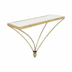 Hot Sale 👏 Sagebrook Home Metal, Wood, 12"h Nabla Wall Self, White, Gold 12.0"H - 16.0" X 5.0" X 12.0" 🔥