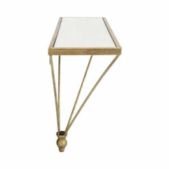 Hot Sale 👏 Sagebrook Home Metal, Wood, 12"h Nabla Wall Self, White, Gold 12.0"H - 16.0" X 5.0" X 12.0" 🔥 -Sagebrook Home Online Shop unnamed file 3568