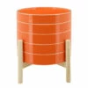 Brand new 🔥 Sagebrook Home 10" Striped Planter With Wood Stand, Orange 8.0"H - 10.0" X 10.0" X 8.0" 🎉 -Sagebrook Home Online Shop unnamed file 3595