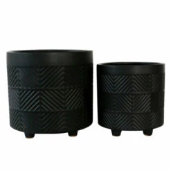 Best Pirce ✨ Sagebrook Home Set Of 2 6, 8" Textured Planters, Matte Black 8"H - 8.0" X 8.0" X 8.0" ⌛