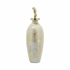Hot Sale 🔔 Sagebrook Home Glass, 20"h Metal Vase Tribal Topper, White, Gold 20.0"H - 6.75" X 6.75" X 20.0" 🎉 -Sagebrook Home Online Shop unnamed file 3618