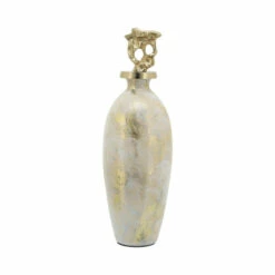 Hot Sale 🔔 Sagebrook Home Glass, 20"h Metal Vase Tribal Topper, White, Gold 20.0"H - 6.75" X 6.75" X 20.0" 🎉 -Sagebrook Home Online Shop unnamed file 3619